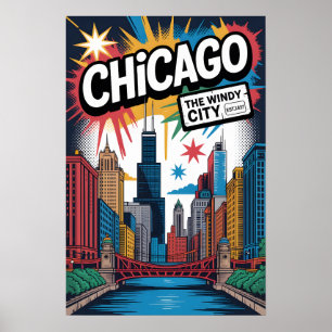 Chicago IL Graffiti Urban Travel Poster