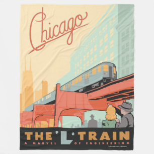Chicago, IL - 'L' Train Fleece Blanket