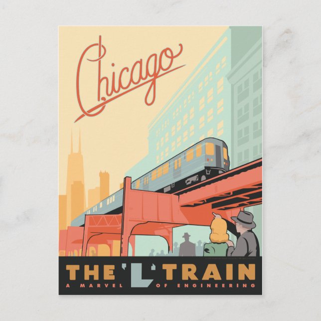 Chicago, IL - 'L' Train Postcard (Front)