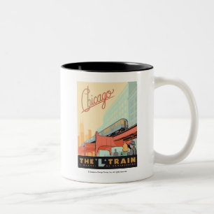 Chicago, IL - 'L' Train Two-Tone Coffee Mug
