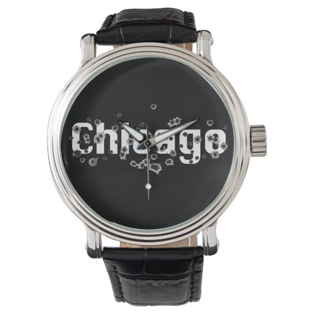 Chicago IL Mafia History Boss Gunshots Holes Sign Watch (Front)