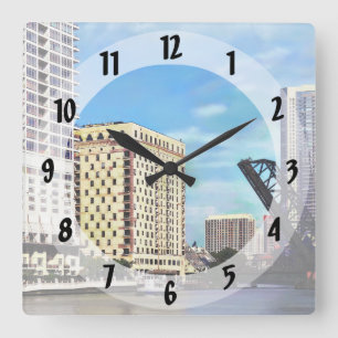 Chicago IL - Near the Kinzie Street Bridge Square Wall Clock
