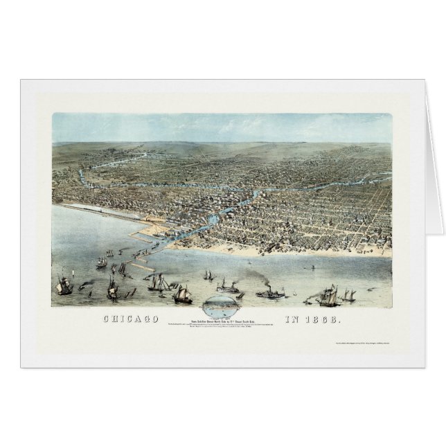 Chicago, IL Panoramic Map - 1868 (Front Horizontal)