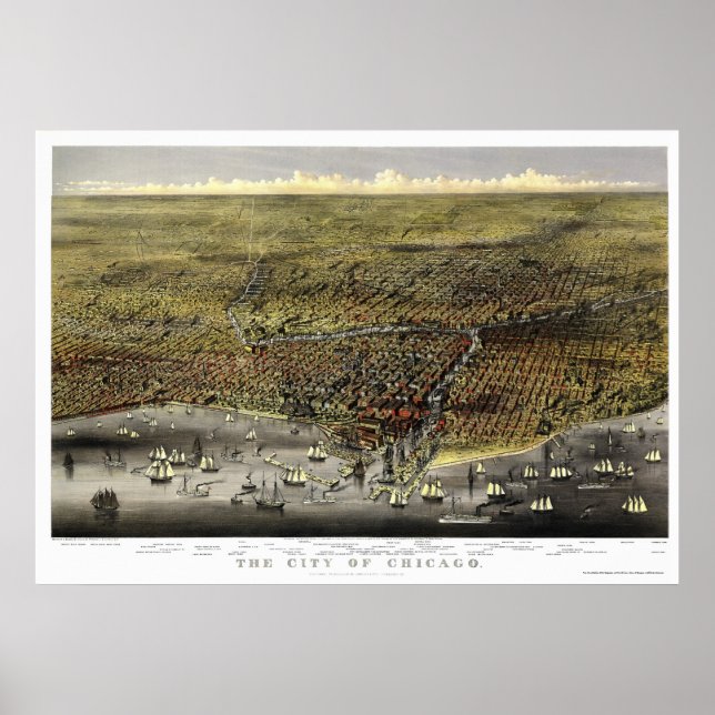 Chicago, IL Panoramic Map - 1874 Poster (Front)