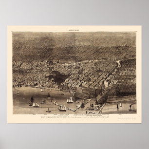 Chicago, IL Panoramic Map - 1874 Poster