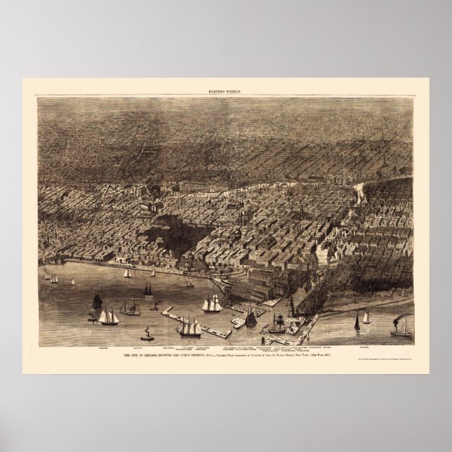 Chicago, IL Panoramic Map - 1874 Poster (Front)