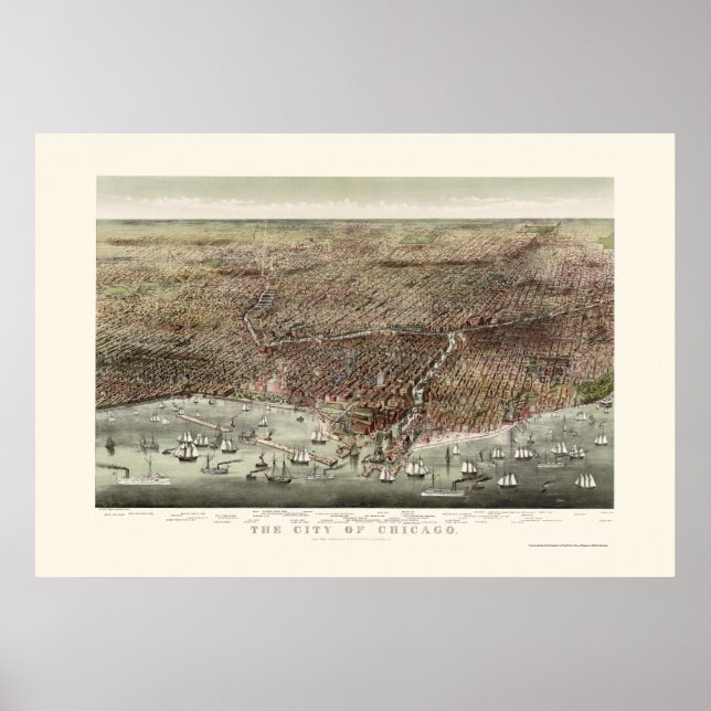 Chicago, IL Panoramic Map - 1892b Poster (Front)