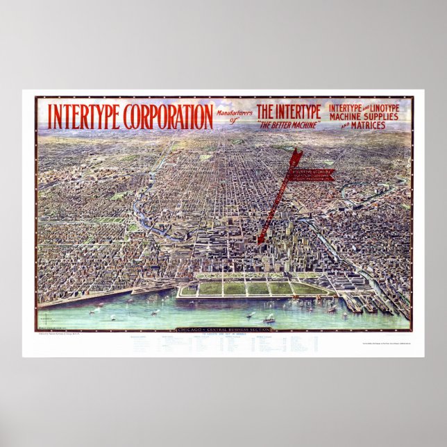 Chicago, IL Panoramic Map - 1916 Poster (Front)