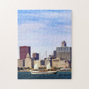 Chicago IL - Schooner on Lake Michigan Jigsaw Puzzle