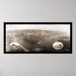 Chicago, IL Steel Mill Photo 1907 Poster