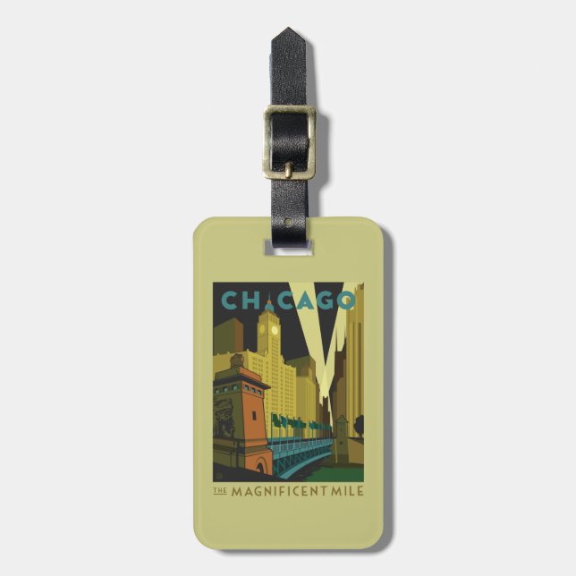 Chicago, IL - The Magnificent Mile Luggage Tag (Front Vertical)