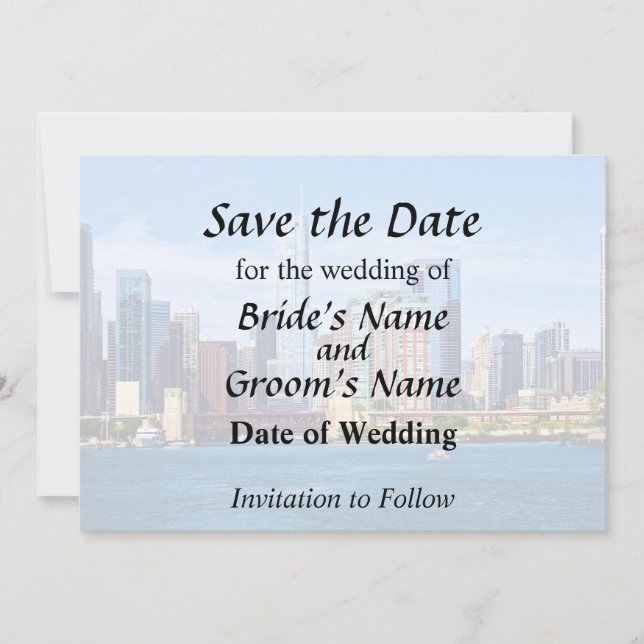 Chicago IL - View From Lake Michigan Save The Date (Front)