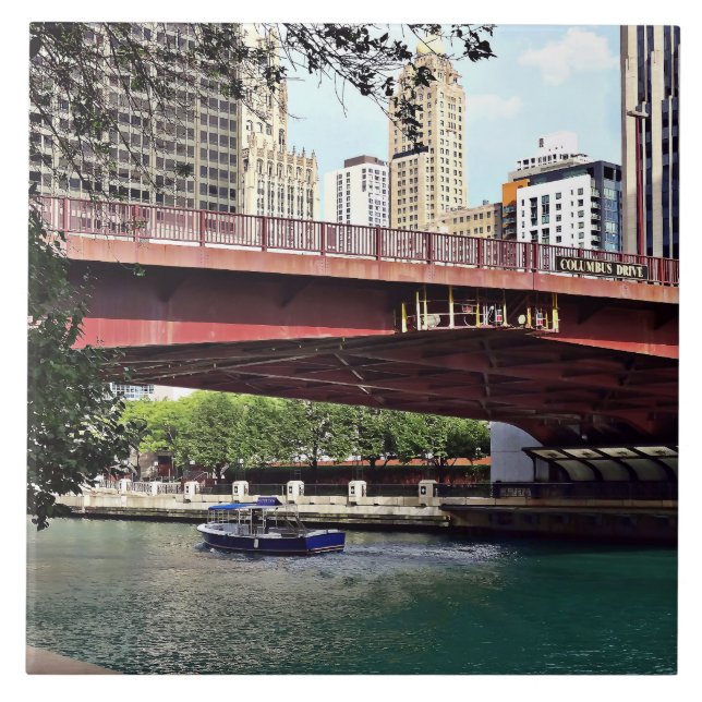 Chicago IL - Water Taxi Under Columbus Dr Bridge Tile (Front)
