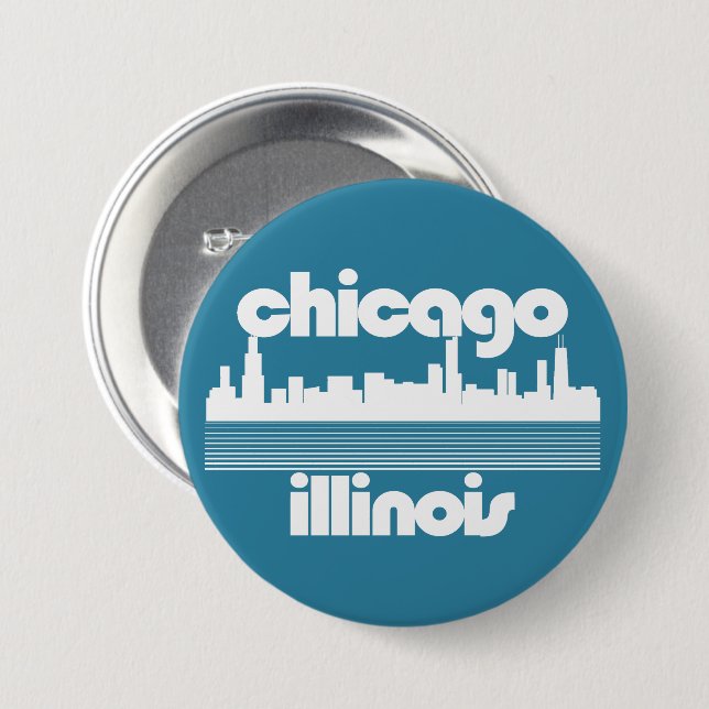 Chicago,Illinois 7.5 Cm Round Badge (Front & Back)