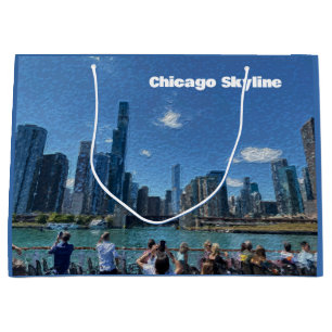 Chicago, Illinois Abstract Skyline Large Gift Bag