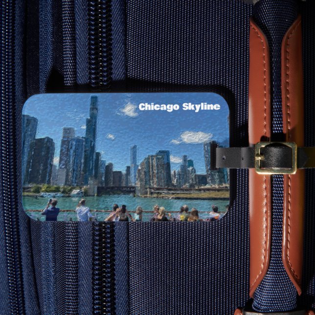 Chicago, Illinois Abstract Skyline  Luggage Tag (Front Insitu 4)