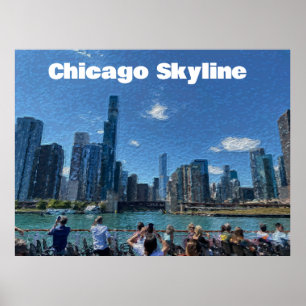 Chicago, Illinois Abstract Skyline  Poster