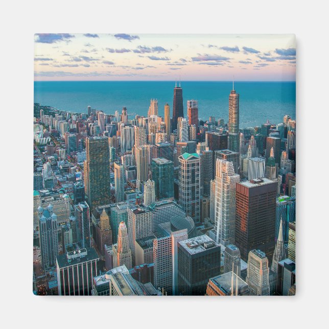 Chicago Illinois aerial view cityscape at morning Magnet (Front)