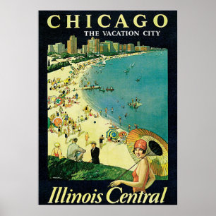 Chicago,Illinois America Vintage Travel Poster