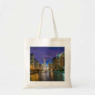 Chicago Illinois at night Tote Bag