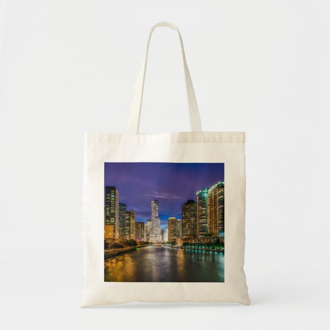 Chicago Illinois at night Tote Bag (Front)