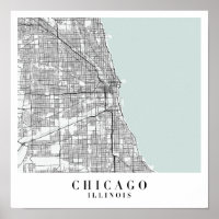 Chicago Illinois Blue Water Street Map