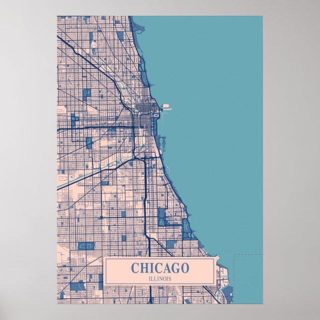 Chicago - Illinois Breezy City Map  Poster (Front)