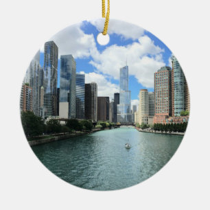 Chicago, Illinois Christmas Keepsake Souvenir Ceramic Tree Decoration