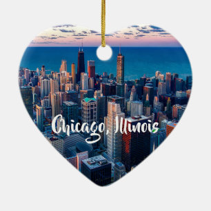 Chicago, Illinois Christmas Keepsake Souvenir Ceramic Tree Decoration