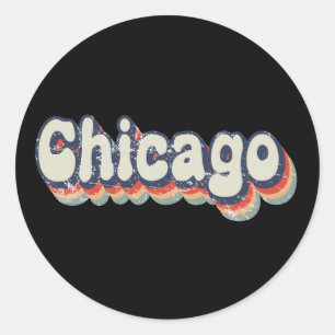 Chicago Illinois Chrome City Classic Art Round Sticker