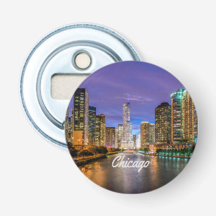Chicago Illinois City At Night Bottle Opener