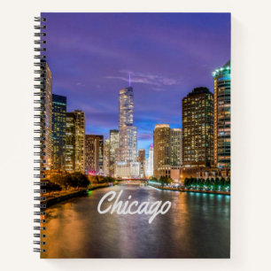 Chicago Illinois City At Night Notebook
