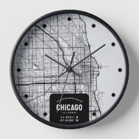 Chicago, Illinois City Map Clock