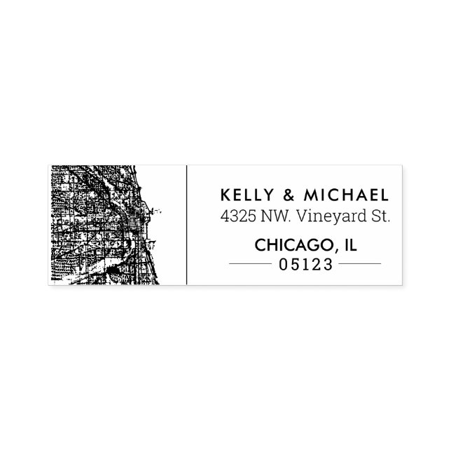 Chicago, Illinois City Map | Custom Address Self-inking Stamp (Design)