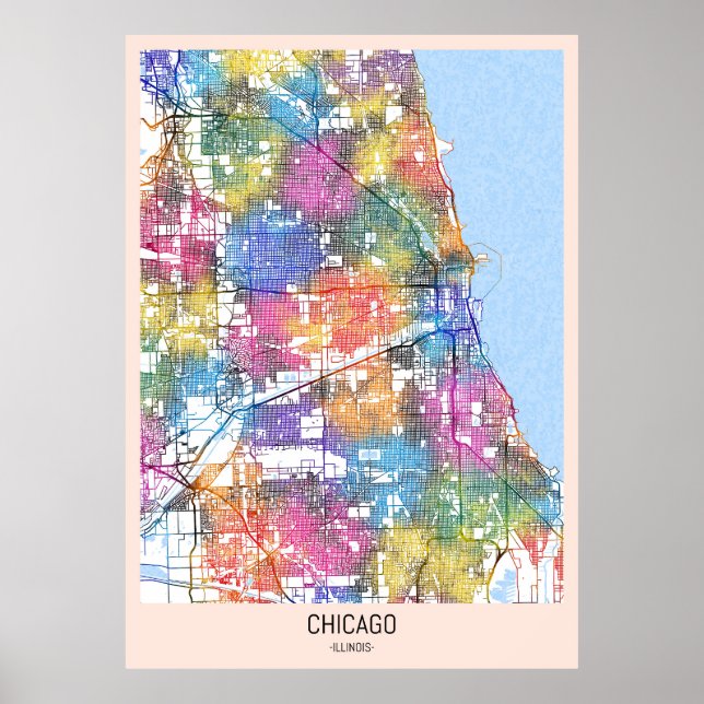 Chicago Illinois City Map Poster (Front)