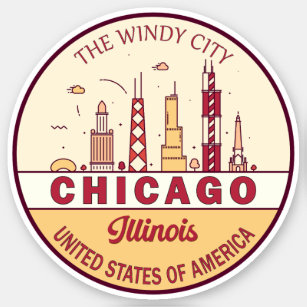 Chicago Illinois City Skyline Emblem