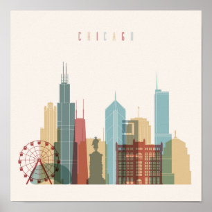 Chicago,Illinois   City Skyline Poster