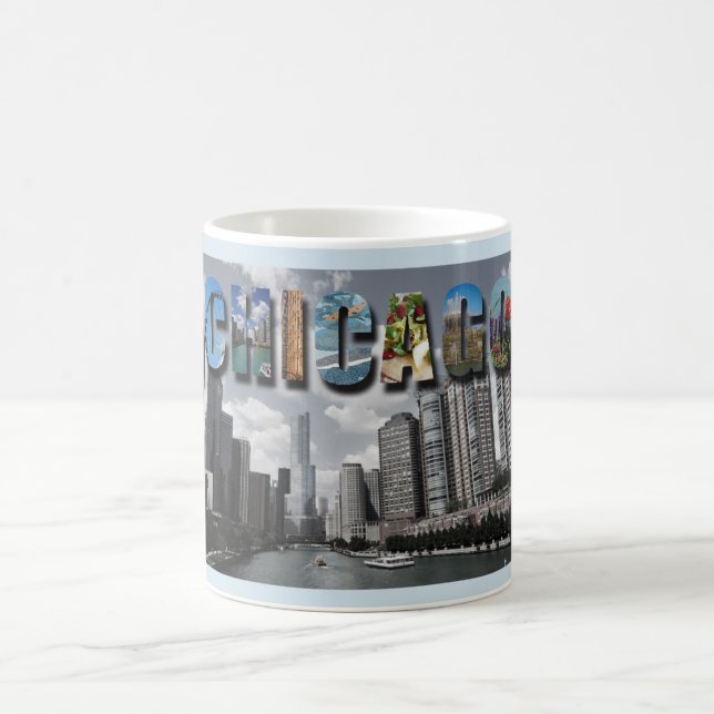 Chicago Illinois City Skyline Skyscrapers Photo Coffee Mug (Center)