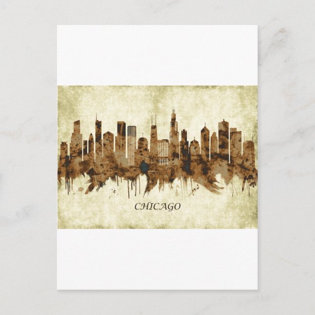 Chicago Illinois Cityscape Holiday Postcard (Front)