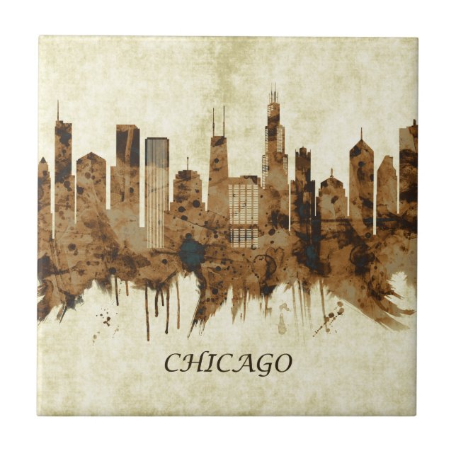 Chicago Illinois Cityscape Tile (Front)