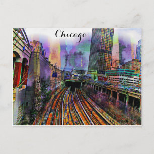 Chicago Illinois Colourful Abstract City Postcard