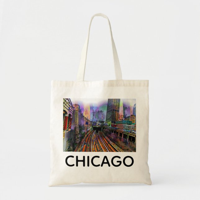Chicago Illinois Colourful Abstract City Tote Bag (Front)