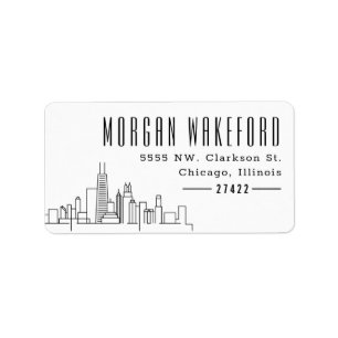 Chicago, Illinois Deco Skyline Large Label