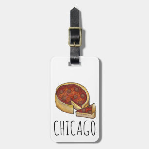 Chicago Illinois Deep Dish Pepperoni Pizza Pie Luggage Tag