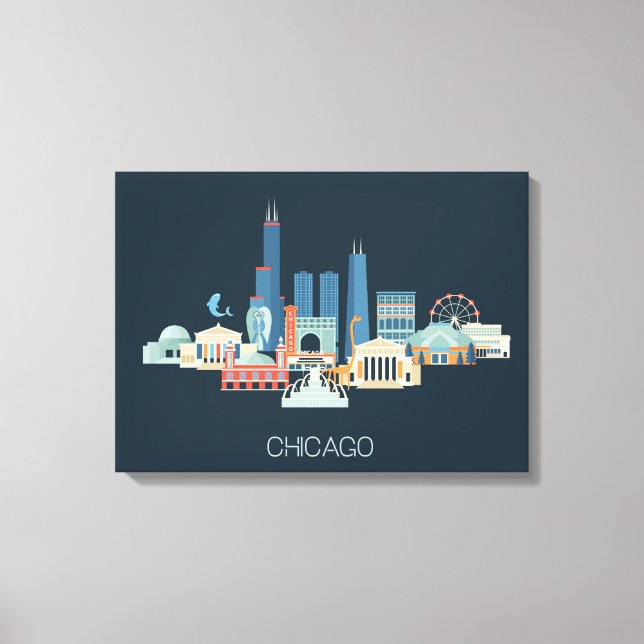 Chicago, Illinois | Design in Blue Canvas Print (Front)