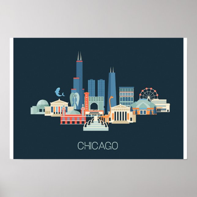 Chicago, Illinois | Design in Blue Poster (Front)