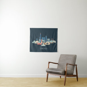 Chicago, Illinois Design in Blue Tapestry