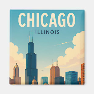 Chicago Illinois Downtown Lakefront Cityscape Magnet