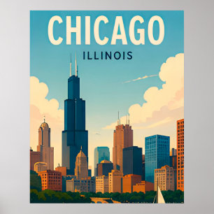 Chicago Illinois Downtown Lakefront Cityscape Poster