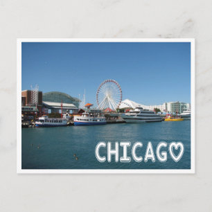 Chicago Illinois ( IL ) Navy Pier Ferris Wheel USA Postcard